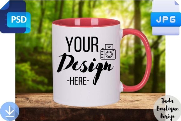 Download Red Combo Mug Mockup, 11 Oz Mug Mockup - Mockup Collection