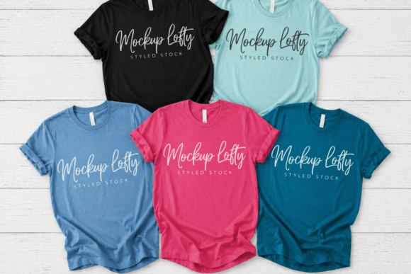 Download Bella Canvas 3001 Group Flat Lay Mockup - Mockup Collection