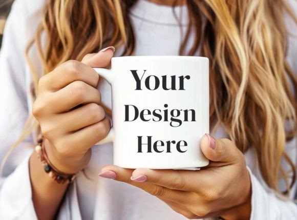 Download Girl Holding Coffee Mug Mockup PSD - Mockup Collection