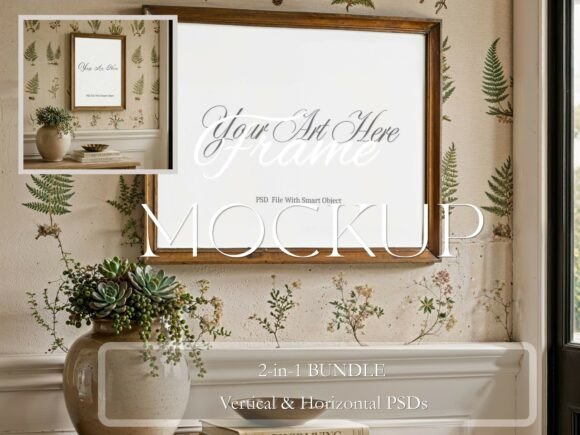 Download Brown Frame Mockup PSD 2 Pack Botanical - Mockup Collection