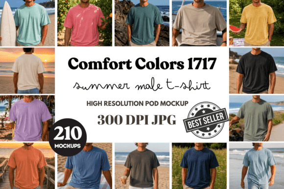 Download Comfort Colors C1717 Summer Male Mockups - Mockup Collection