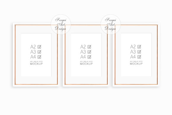 Download 3 Rose Gold and White A4 Frame Mockup - Mockup Collection