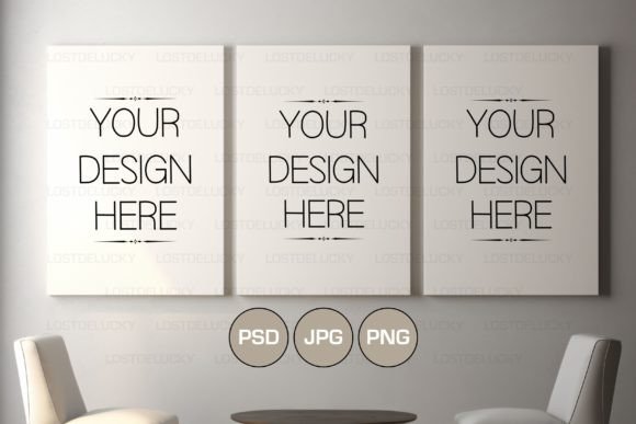 Download Art Print Mockup Canvas Set of 3 PSD - Mockup Collection